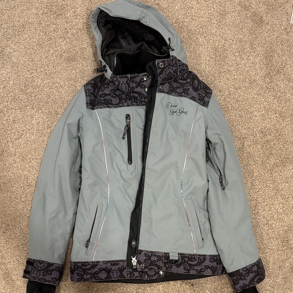 Diva's Snow Gear Women's Lace Jacket-  blue/grey and black